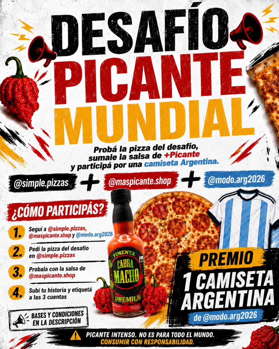 Desafío Picante Mundial con Simple Pizzas, +Picante y Modo ARG 2026